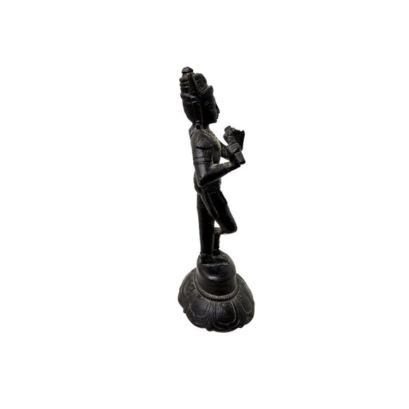Vintage Lord Krishna Playing His Flute 4.25” Bronze Statue Exquisite Detail - Picture 8 of 9